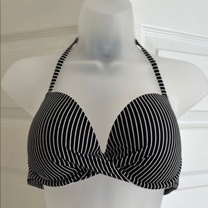 Striped Black and White Bikini Top